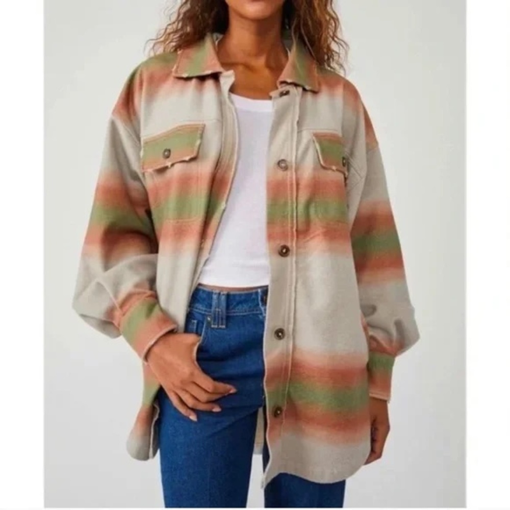 Free People Ruby Ombr Stripe Button jacket- xS‎ - image 1